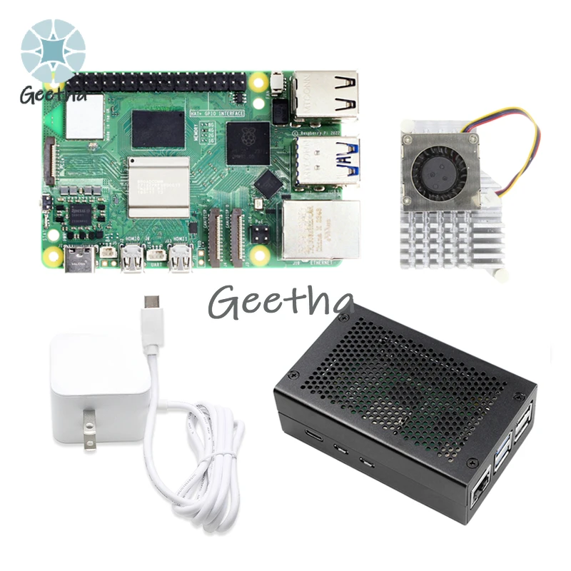 

For 5 4GB RAM BCM2712 MODEL Development Board Kit Cortex-A76 CPU Grid Aluminum Alloy Shell and 3007fan and Power Supply