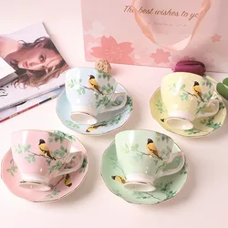 Tangshan Bone Porcelain Cup Bone Porcelain Bird Song Flower Fragrance Coffee Cup Plate Creative Gift