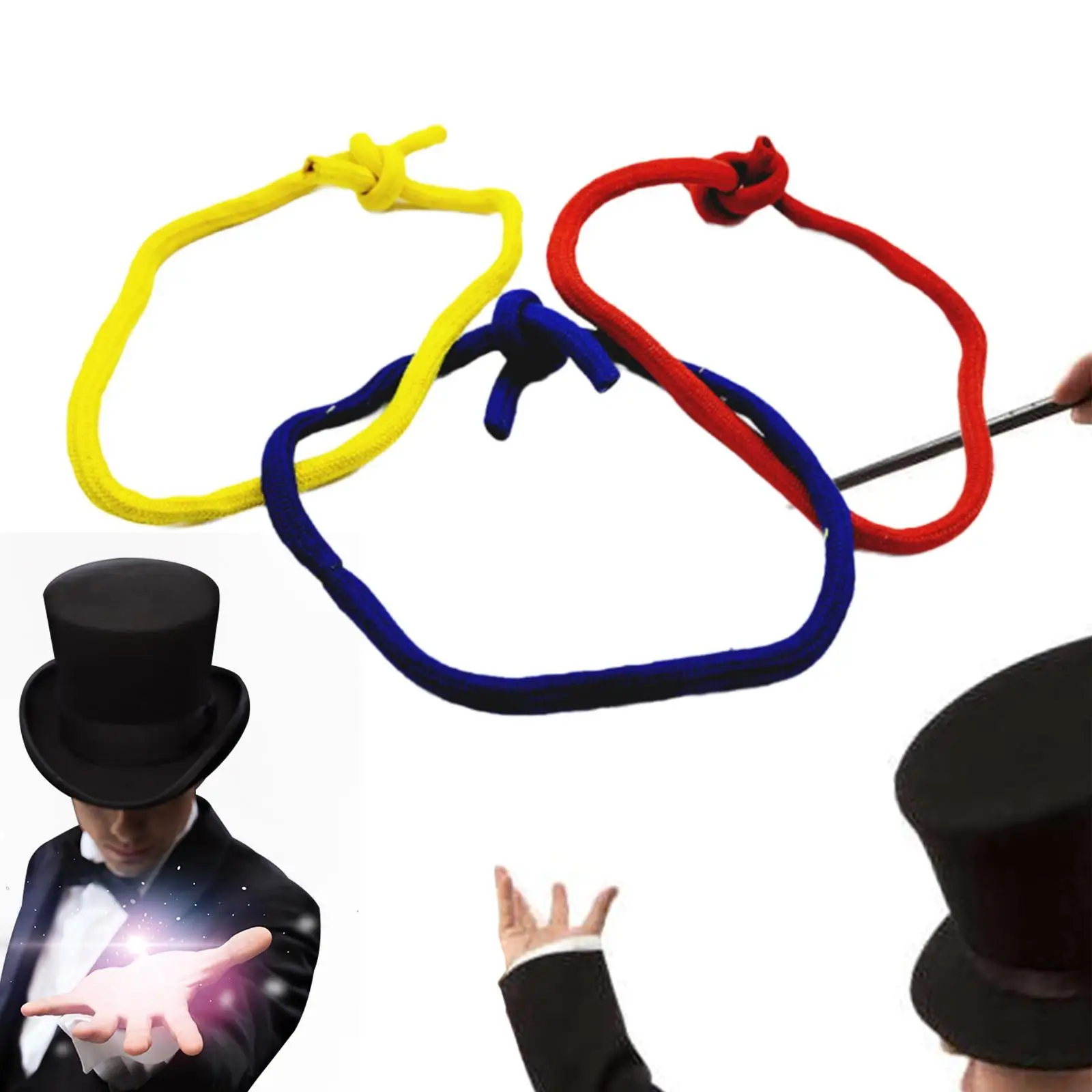 

Linking Rope Loops Magician Tricks Props Accessories Easy to Operate Three Ropes for Stage Party Street Performance Beginners