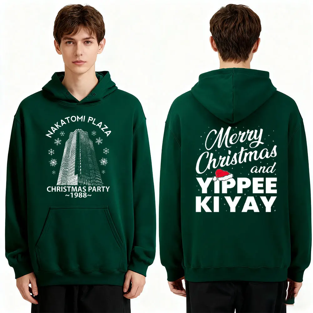 حفلة عيد الميلاد 1988 الكلاسيكية McClane يموت الصلب القبيح عيد الميلاد هوديي الرجال هوديس البرية بوبي ناكاتومي بلازا Crewneck البلوز