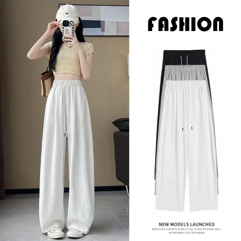 

Korean Fresh Drape Effect High Waist Trouser Fashion Female Summer Baggy Wide Leg Pants Street Classic Women Sweatpants Y2k