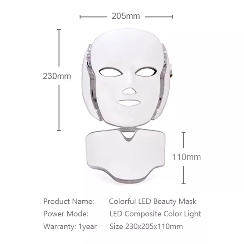 Dropshipping OEM ODM Led Facial Mask Light Therapy 7 Color Skin Rejuvenation Therapy Face Anti Aging Skin Tightening Wrinkles