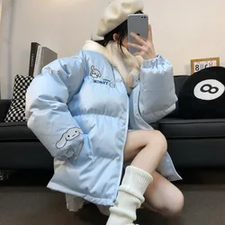 Sanrio Cinnamoroll Sweet Winter Cotton Clothes Cotton Clothes Girl Kawaii Plus Thick Hooded Jacket Cartoon Cute Loose Warm Girl