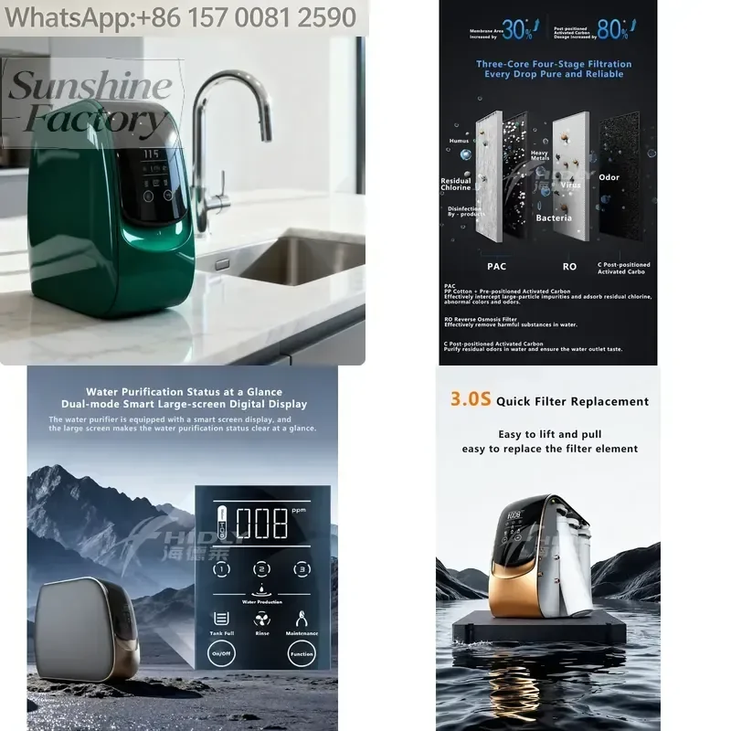 Easy Installation Smart Home Drinking Three Stage Under Sink Reverse Osmosis Water Filter System Ro Membrane and Water