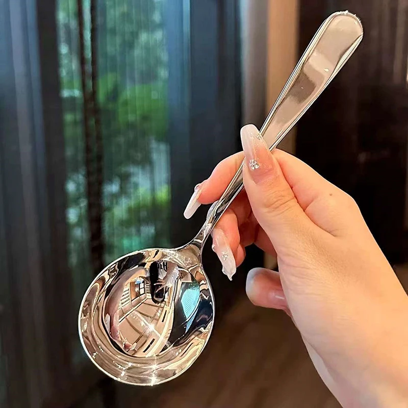 

Stainless Steel Round Spoon Net Red Golden Dinner Long Handle Stirring Dessert Spoons For Kitchen Accessories Gadgets