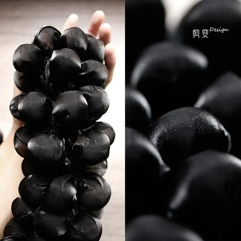 

Grape Bubble Creative Elastic Heat Setting Transformation Glossy Satin Three-dimensional Modeling Lace Designer Fabric