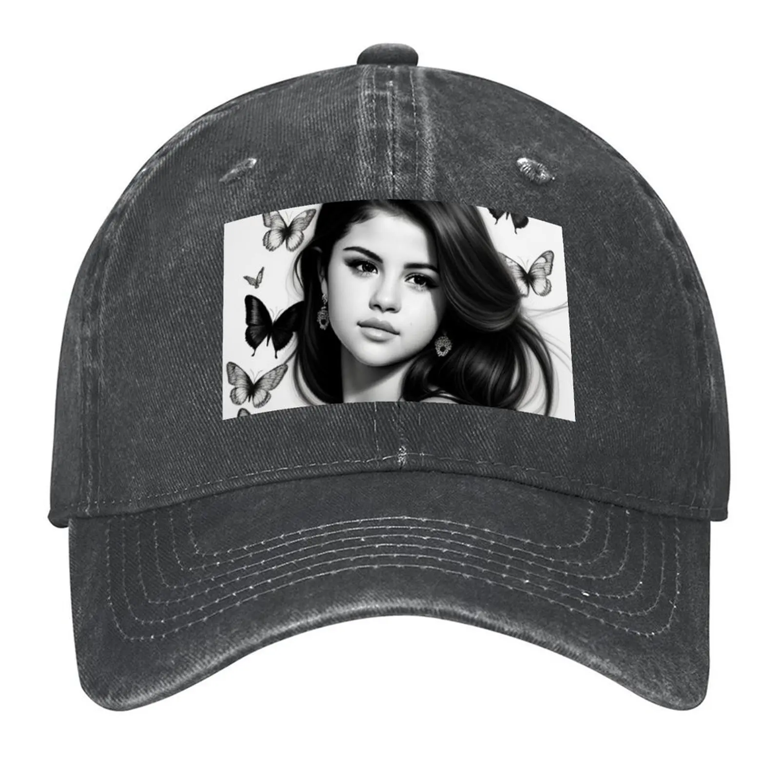 

Selena Gomez Butterflies Baseball Cap sailor cap for men fun hats |-F-| custom Hat For Man Women's