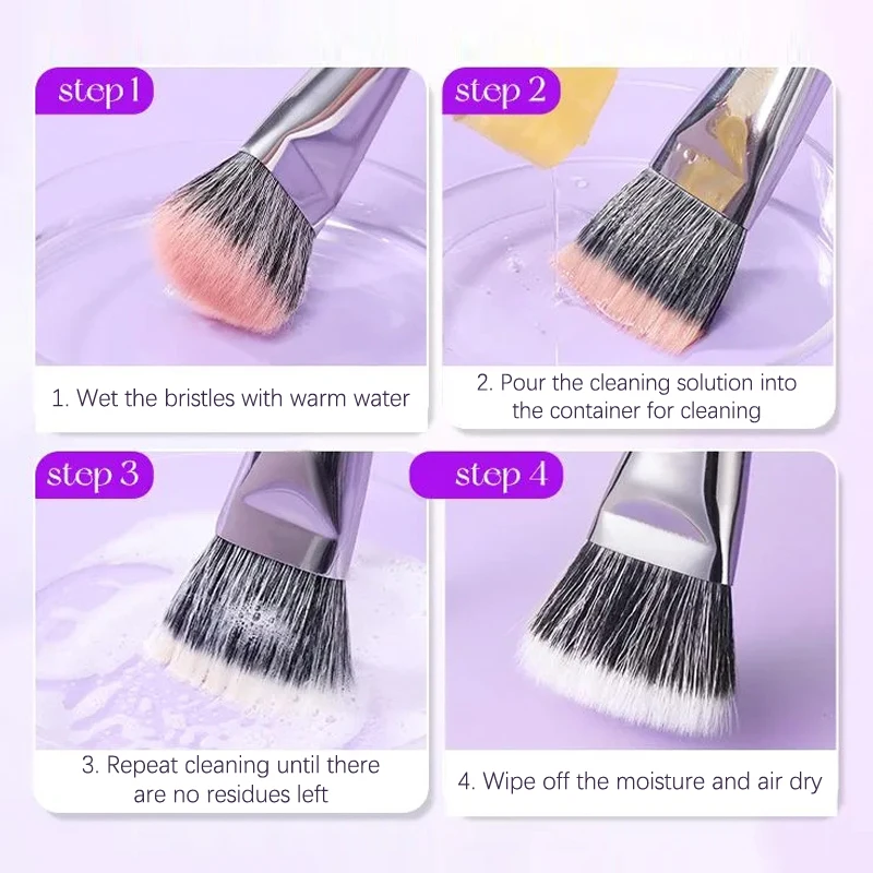 プロのヘアフェイスメイクブラシロングハンドルブラッシュブラシ 3 個パウダークリームパフコンシーラーブラシ美容メイクツール