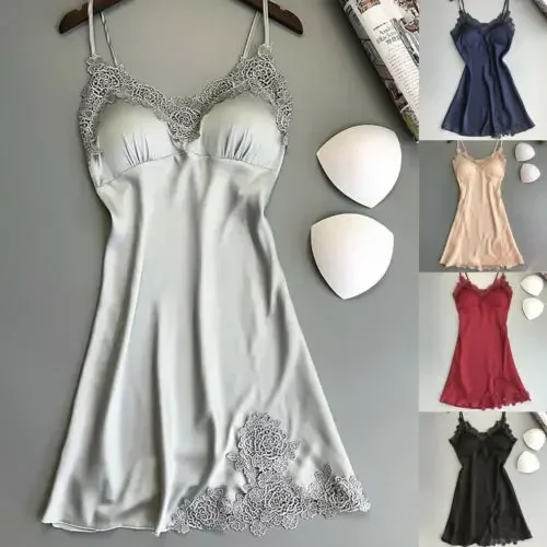 Summer Sexy Lingerie Pajamas Women Sleepwear Nightgowns Silk Satin Ice Silk Thin Halter Suspender Nightdress Night Dresses