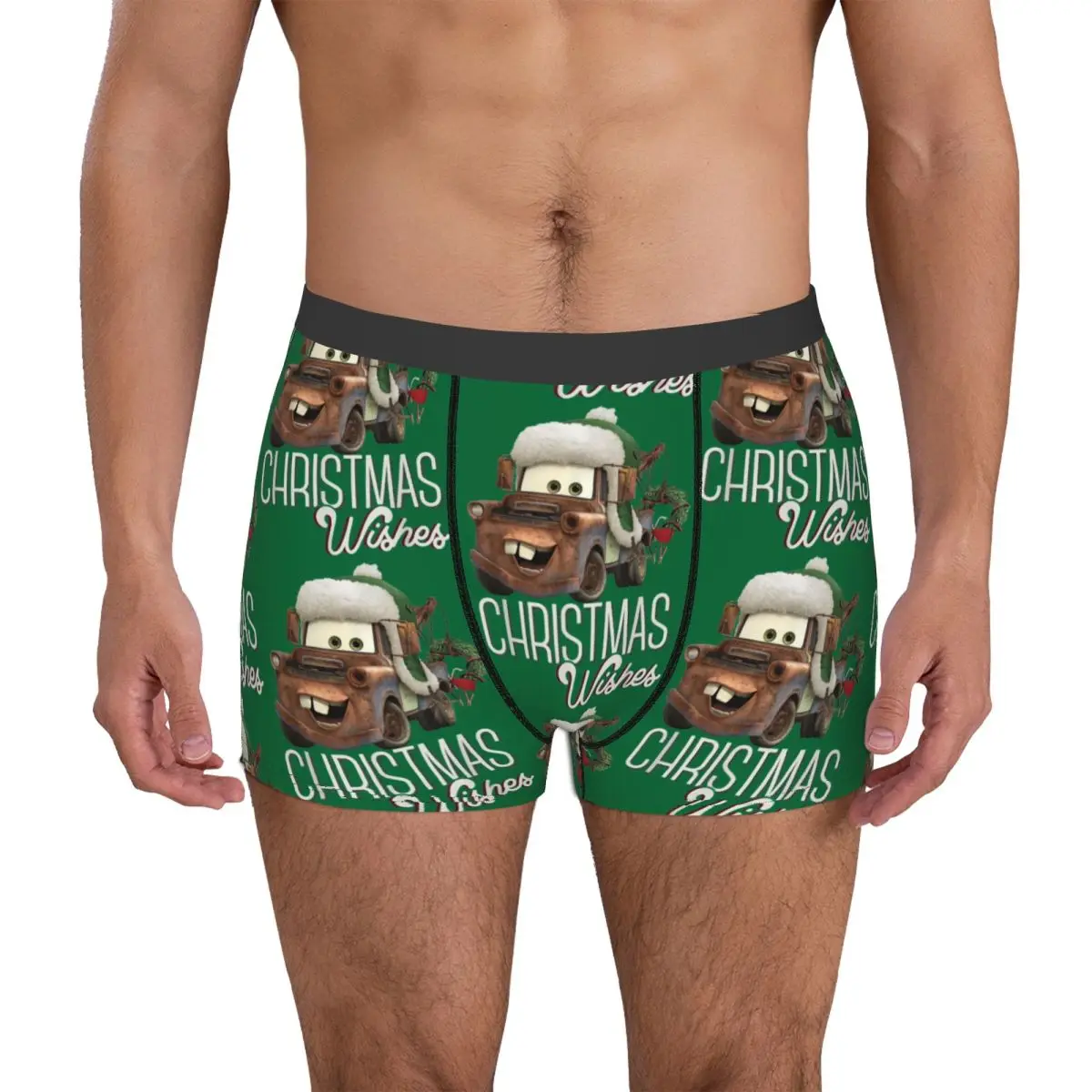 Mater masculino desejos de natal relâmpago mcqueen boxer shorts calcinha respirável roupa interior homme impresso S-XXL cuecas longas