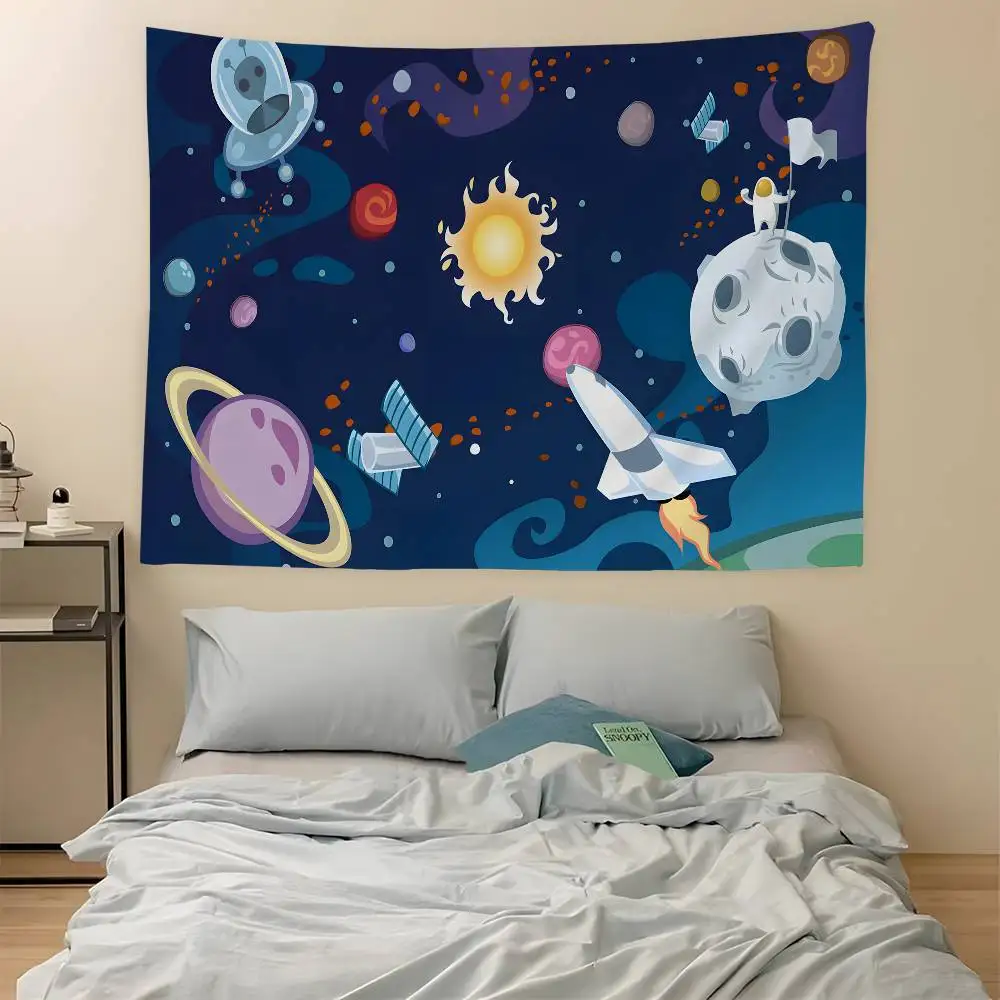 Solar System Planet Galaxy Design DIY Wall Tapestry Hippie Flower Wall Carpets Dorm Decor Wall Art Decor