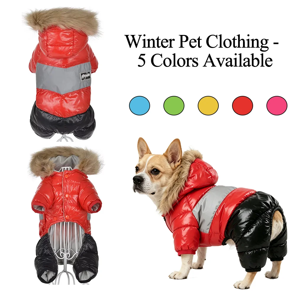 Haustierjacke mit Kapuze für kleine und mittelgroße Hunde und Katzen, warmer Wintermantel, winddicht, wasserdicht, Welpenoverall, verdickter Anzug für französische Bulldoggen