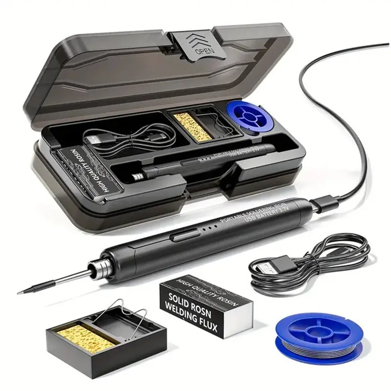 

ABFU-Soldering Iron Kit Type-C Interface Wireless Soldering Iron Kit Adjustable Temperature Welding Tool Black