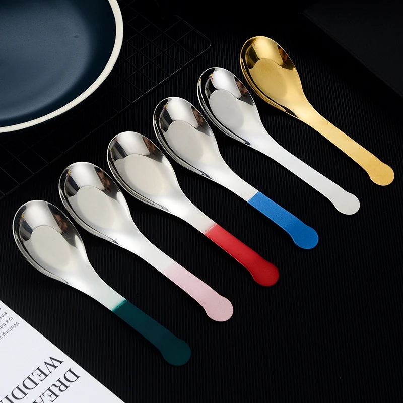 Stainless Steel Chinese Soup Spoons Home Kitchen Deepen Large Capacity Silver Mirror Polished Flatware For Soup Rice Tableware