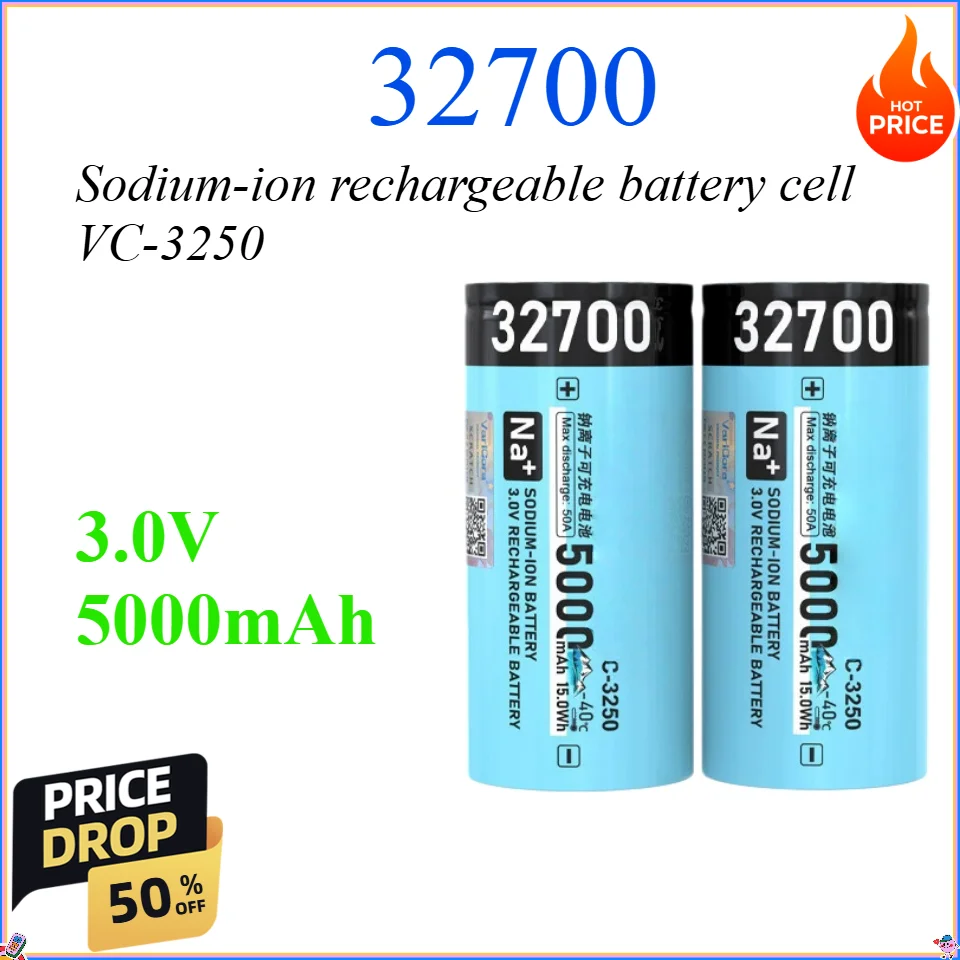 

32700 3.0V 5000mAh Sodium-ion rechargeable battery cell VC-3250