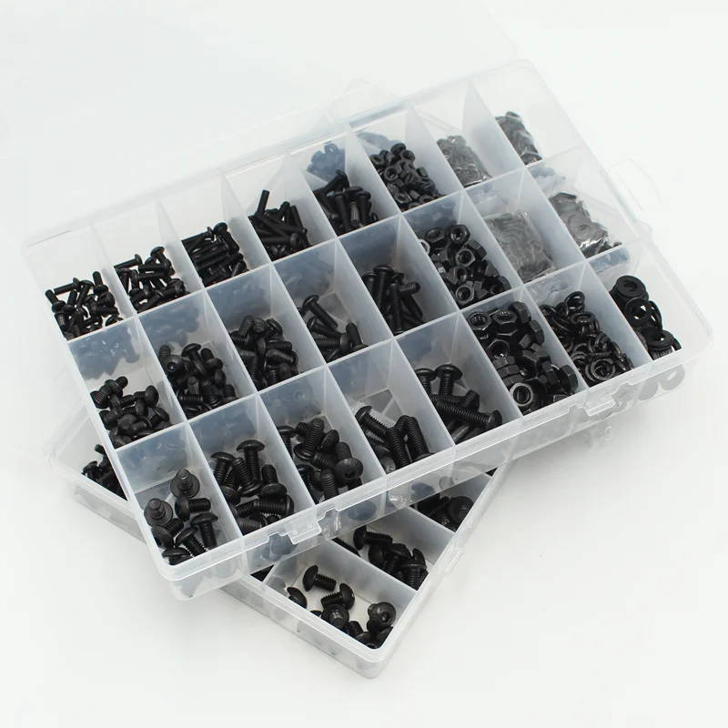 Komplettes 2510-teiliges M2 M2.5 M3 M4 M5 M6 Rundkopf-Innensechskantschrauben-Set 1840 10.9 Güteklasse Schwarze Innensechskant-Knopfkopfschrauben ISO7380 – Detail 2