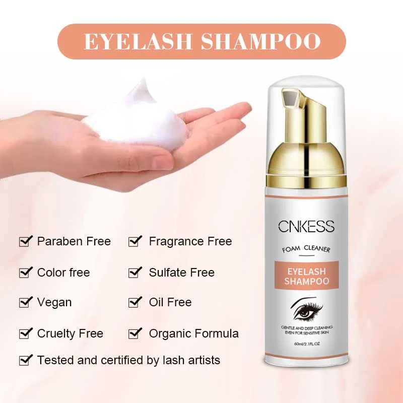 CNKESS 60ml eyelash hair beauty care makeup tools Eyelash extension shampoo bottle handmade synthetic manufacturers wholesale