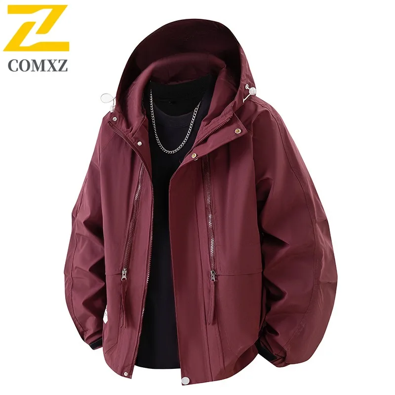 

COMXZ ветровка мужская куртка с капюшоном водонепроницаемая ветрозащитная уличная куртка весна осень походная спортивная одежда для кемпинга повседневная треккинговая одежда