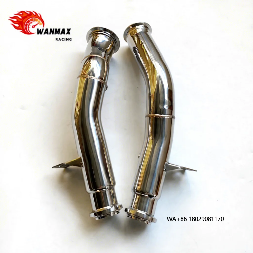 

Hot Sale High Gloss Polished Downpipe for W205 C43 3.0T, 304 Stainless Steel with Heat Shield, Direct Bolt-On