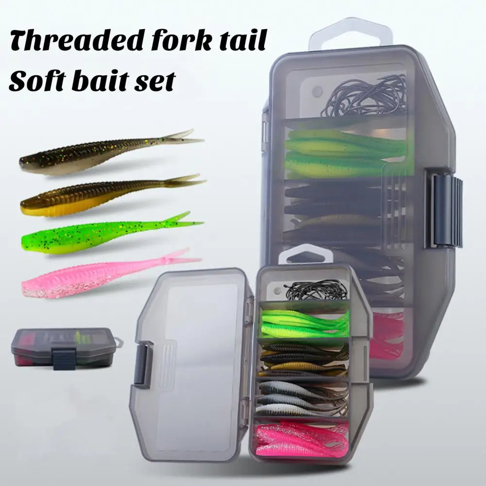 6.5cm Soft Fishing Bait with Hook Flexible Fishing Soft Lure Bait Swing Saltwater Freshwater Lures Baits Fishing Tackle Box Kit