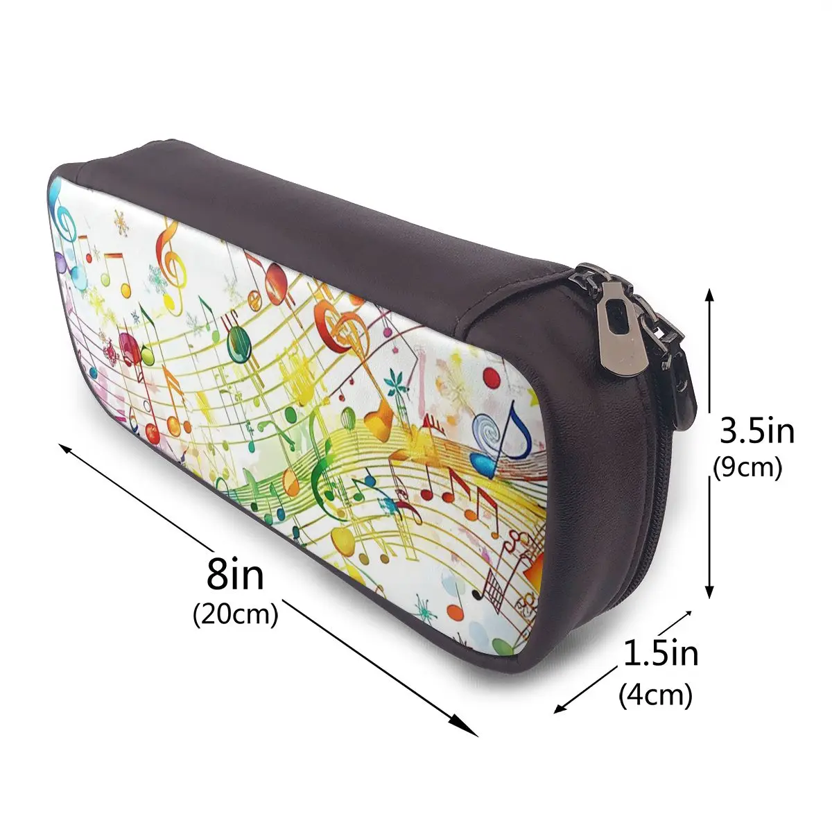 Abstract Piano Keys With Musical Notes Leather Pencil Case for Boy Girl Pen Box Pencil Bag Stationery Supplies Pen Holder Bag
