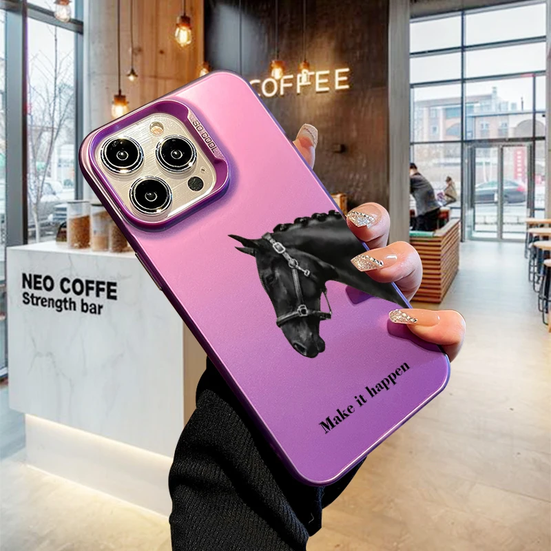 حافظة هاتف على شكل حصان لهاتف آيفون 17 AIR 16 15 14 13 Pro 12 11 Pro Xs X XR Max حافظة ليزر صلبة من البولي كربونات + غطاء خلفي-S741P1 #6