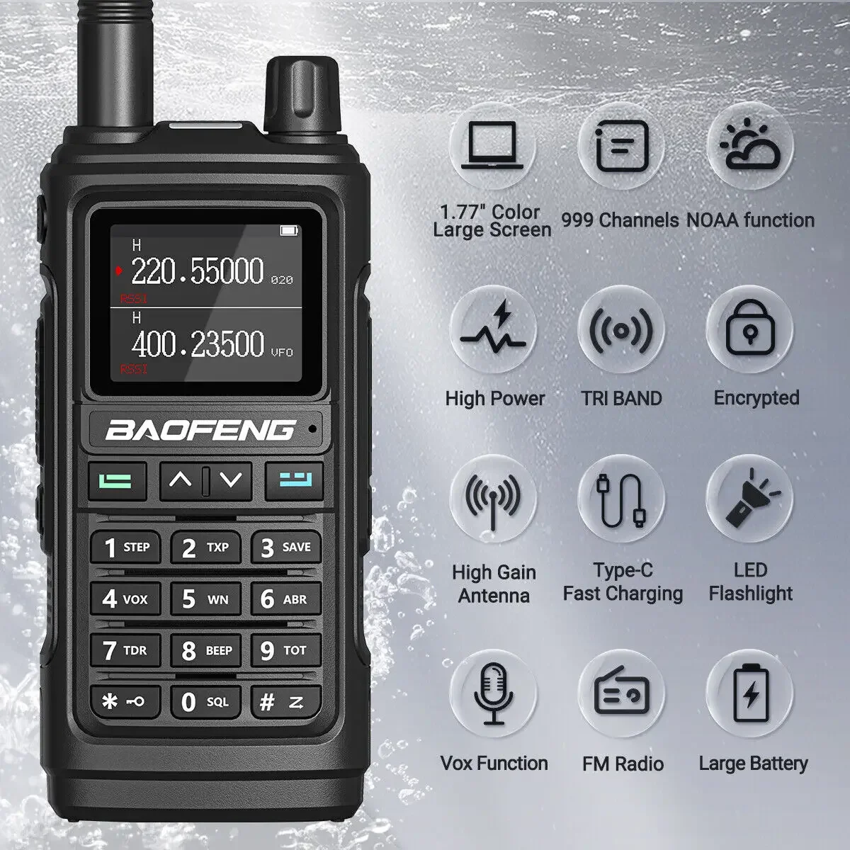 Baofeng UV-17L Pro Tri Band Wireless Copy Frequency Two Way Radio Long Range NOAA V/UHF Walkie Talkie Type-c Charge  Ham Radio