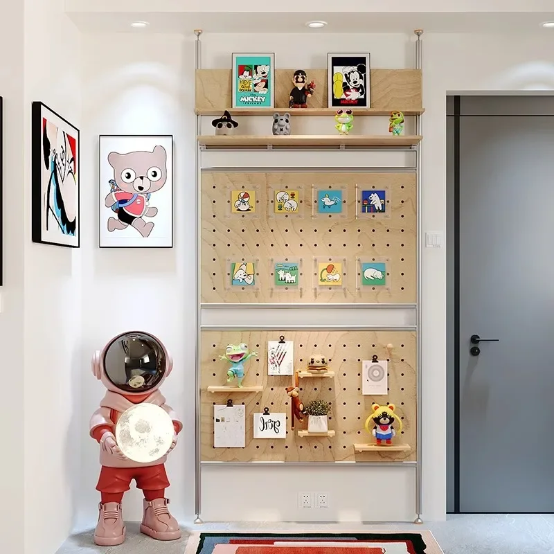 Entryway partition ceiling-to-ceiling floor-to-ceiling no-drill screen display rack