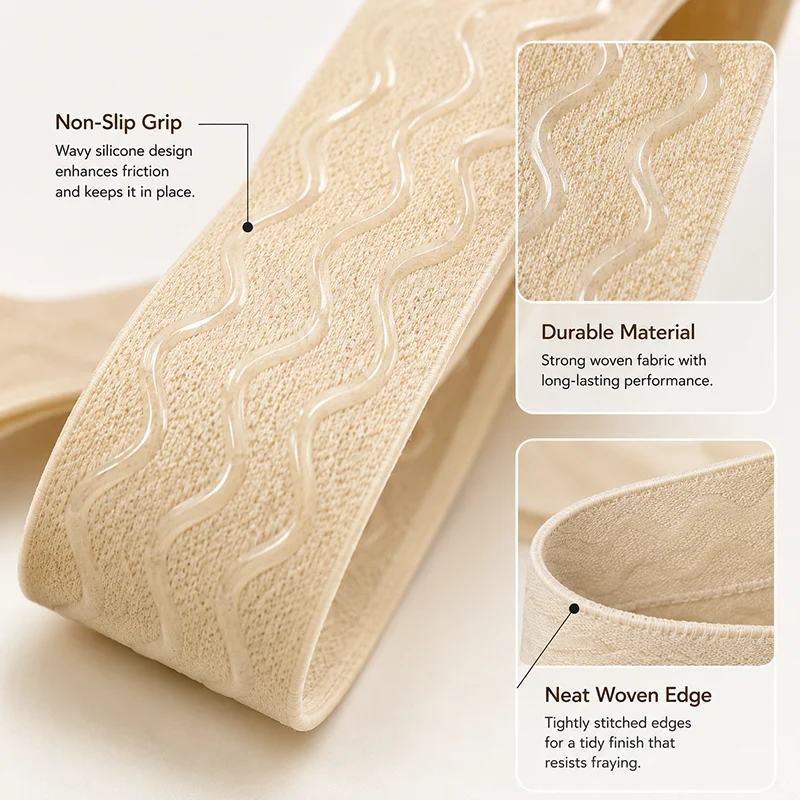 2/5Meters 25/30mm Non Slip Silicone Elastic Band for Bra Waist Underwear Strap Garment Grip Sewing