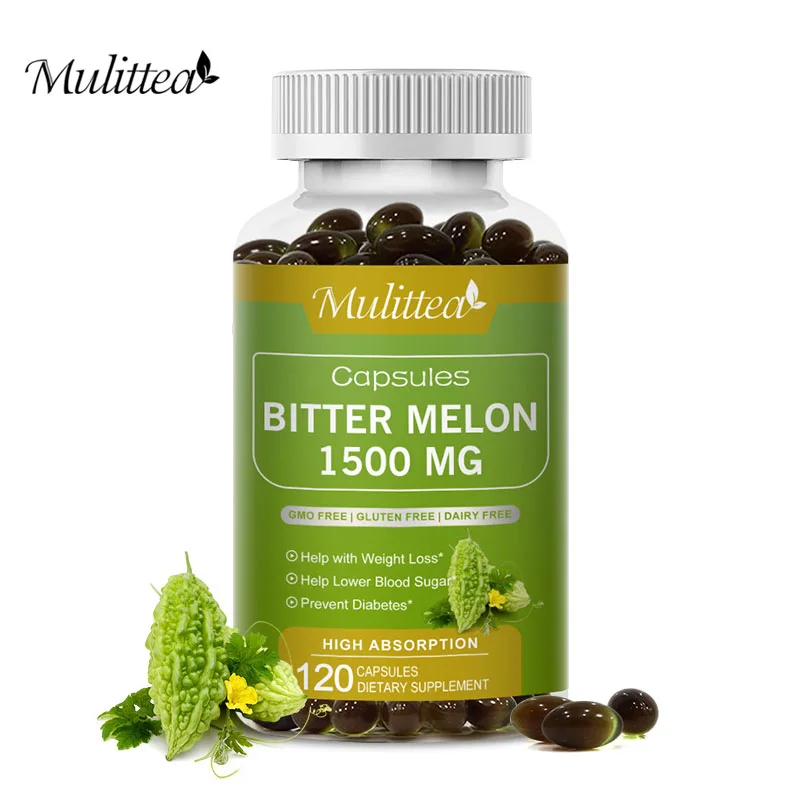 Mulittea Organic Bitter Melon Capsules Blood Sugar Balance Health Diabetes Detoxification Skin Digestive Health Immune Health