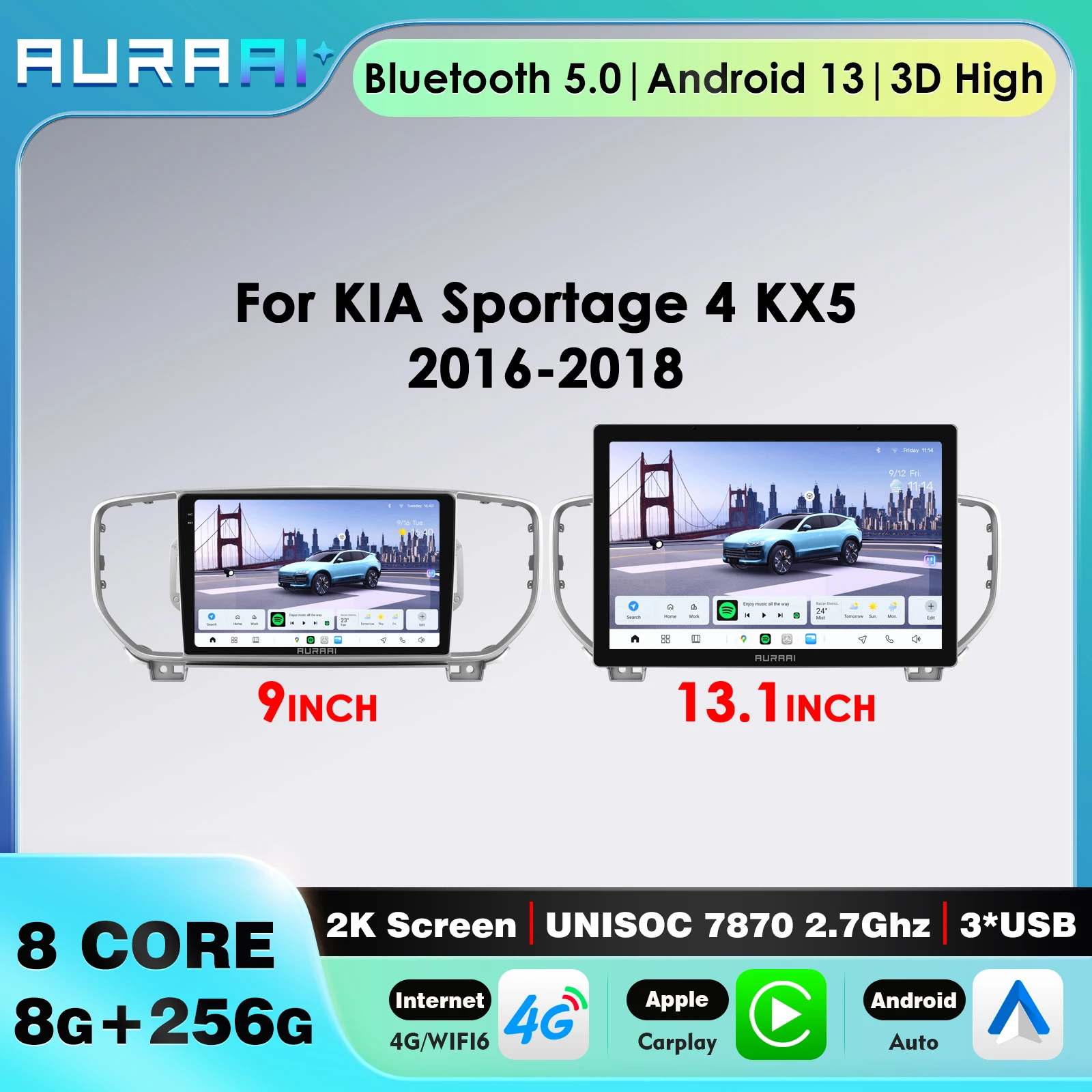 4G LTE Wireless Carplay Car Radio For KIA Sportage 4 KX5 2016-2018 Android Multimedia Player GPS 8G+256G Autoradio AI Pro 3D 360