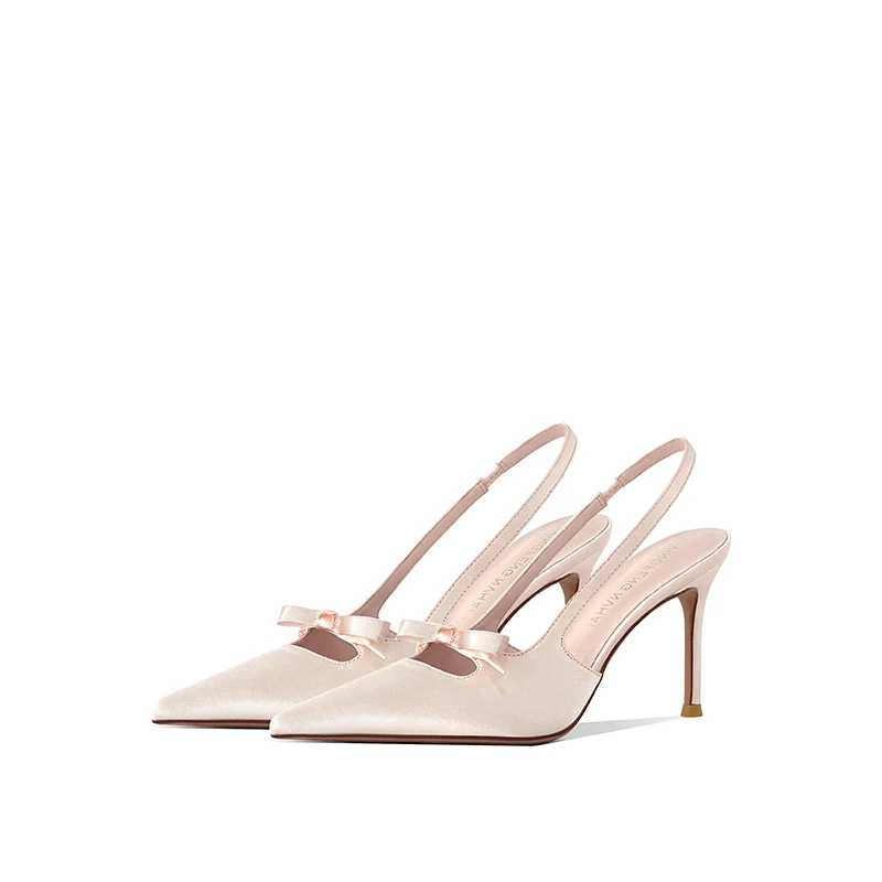 

Новые роскошные дизайнерские туфли-лодочки для женщин. Качественные шелковые сандалии для девочек на высоком каблуке с бантом. Женские милые сексуальные черные сандалии с открытой пяткой.