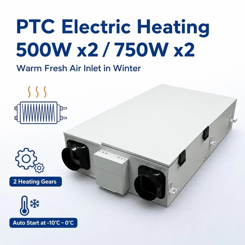 Ultra Low Temperature Start Energy Recovery Ventilator ERV Intelligent Defrosting Flexible Design for -25 Degree Cold Parks
