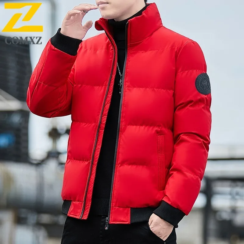 COMXZ High Quality Men Cotton Coat Winter Casual Stand Collar Thickened Jacket waterproof Windproof Cold Proof Youth Padded Coat