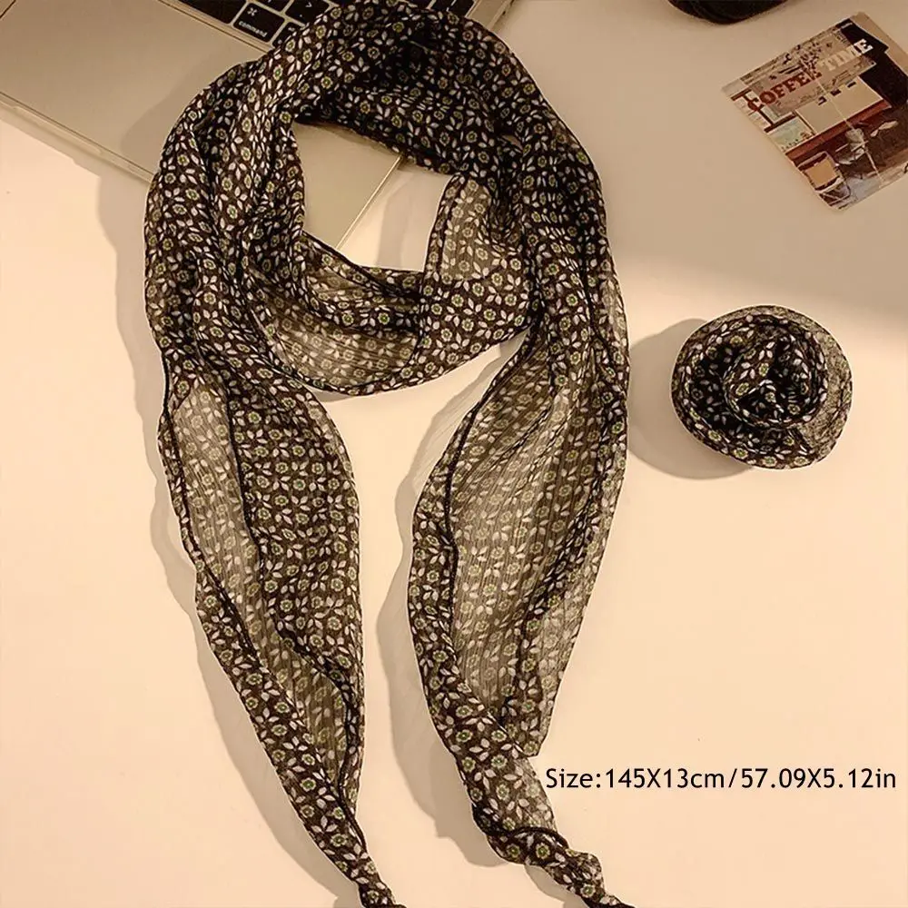 New Detachable Thin Chiffon Long Ribbon Polyester Multifunctional Usage Long Satin Scarf Soft Hair Bands