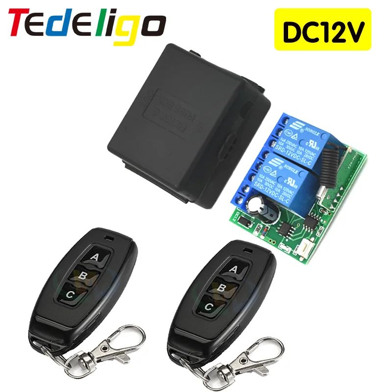 DC12V 2Channel Relay Receiver 433MHz Remote Control Switch for Garage Wilress Controller\ Lighting\ Electric Door Controller