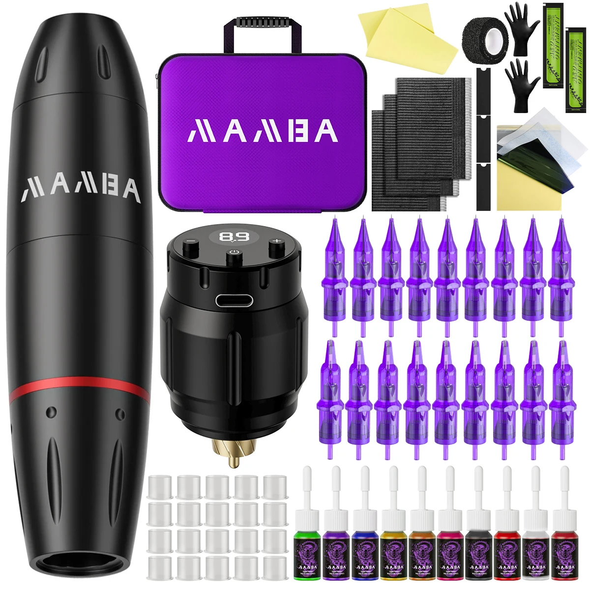 

Professional Wireless Tattoo Machine Kit With 1500mAh MC-W1 Tattoo Battery Permanent Makeup Tattoo Kit Tattoo Needle Tattoo Ink