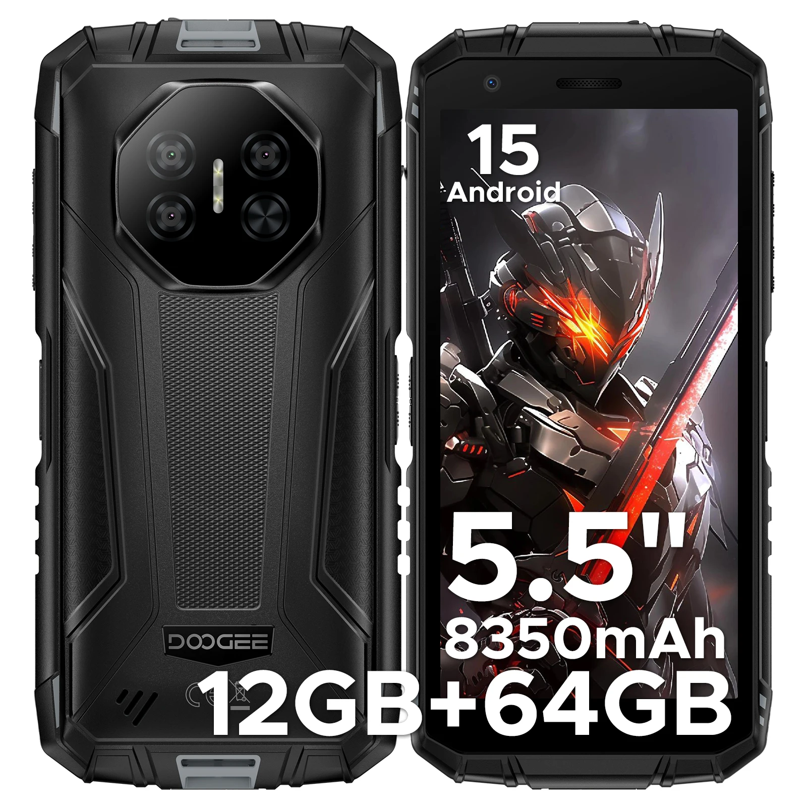 DOOGEE 5,5" Fire 3 Robuuste Telefoon 12GB RAM (3+9) 64GB ROM 8350mAh Batterij Android 15 Widevine L1 Google Pay Ondersteuning Smartphone NFC