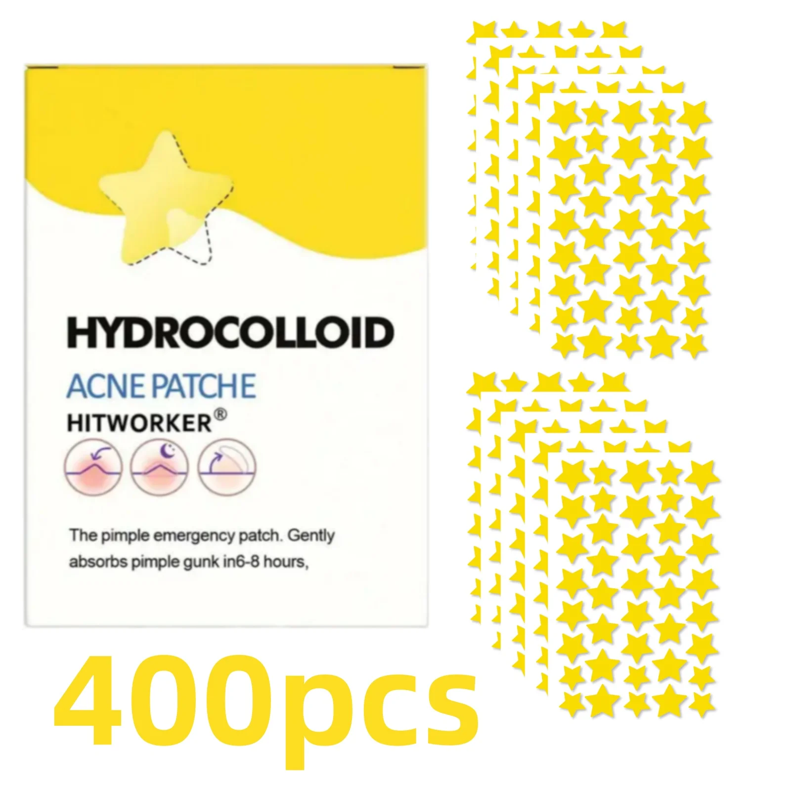 200/400 قطعة من رقع حب الشباب على شكل نجمة - خالية من الكحول، خالية من العطور، للعناية بالبشرة للجنسين، مناسبة لجميع أنواع البشرة