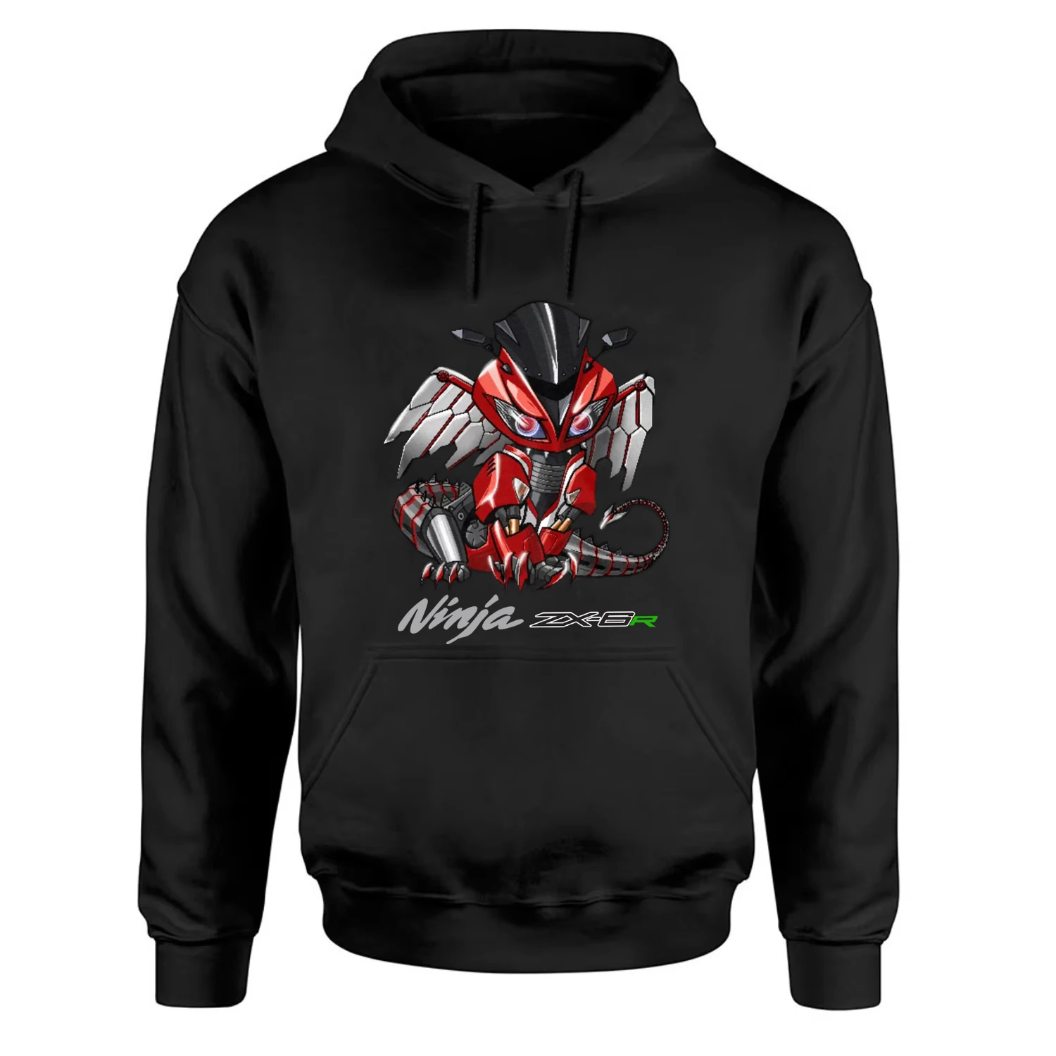 Classic Japanese Motorcycle Ninja ZX-6R Dragon Inspiration Pullover Hoodie 100% Cotton Casual Mens Sweatshirt Rider Streetwear