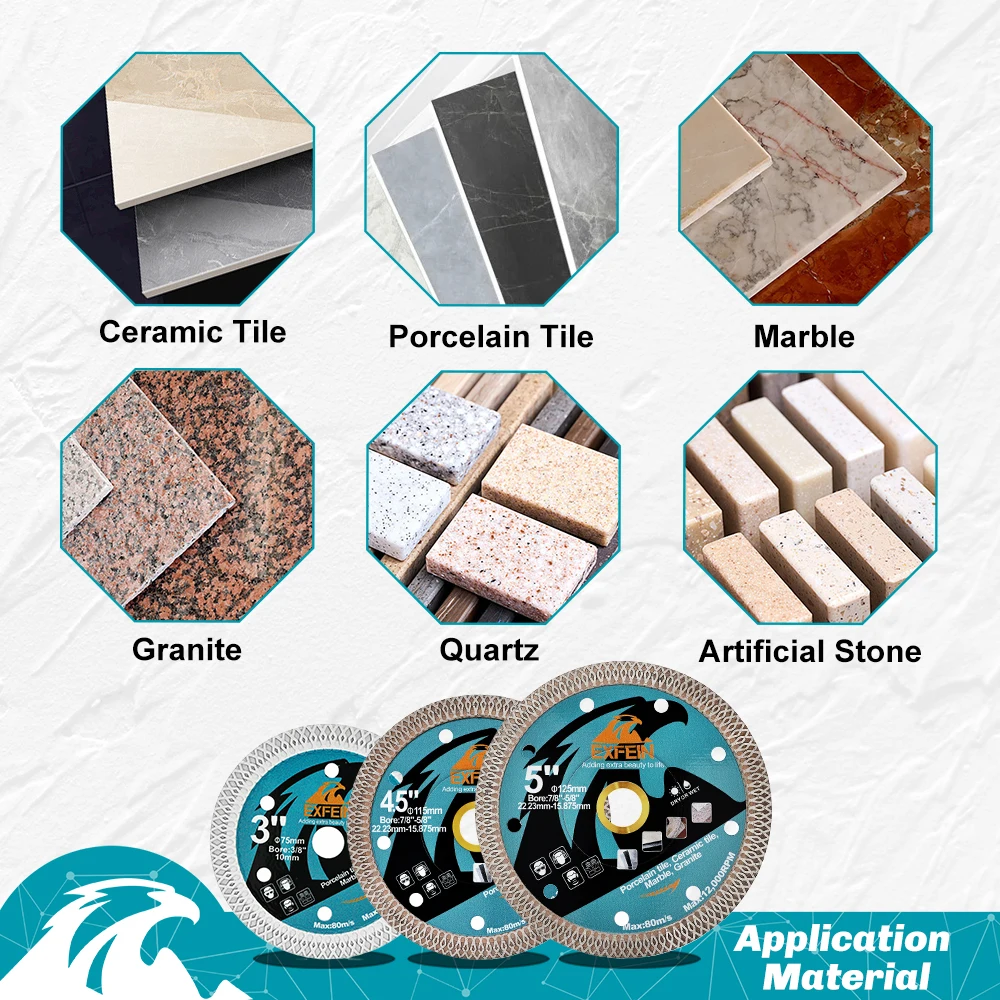EXFEIN Diamond Cutting Disc Set for Angle Grinder X Mesh Cut Tile Marble Ceramic Granite Saw Blade for Cutting