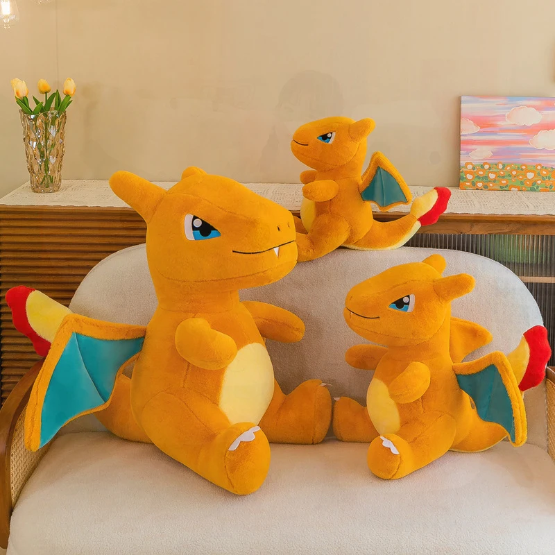 Fire-Breathing Dragon Plush Toy for Kids Cross-Border Rabbit Fur Stuffed Animal Birthday Gift for Boys Dinosaur Pokémon Pillow