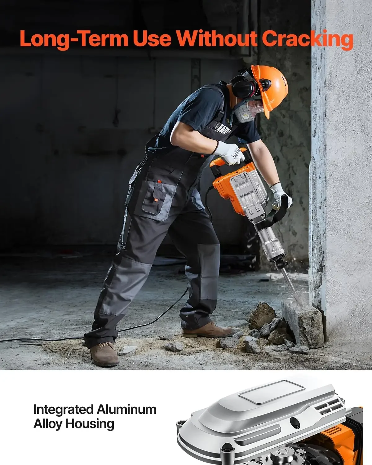 

Demolition Jack Hammer, MAX 3500W Jack Hammer Concrete Breaker 1900 BPM Heavy Duty Electric Jack Hammer, 2pcs Chisel