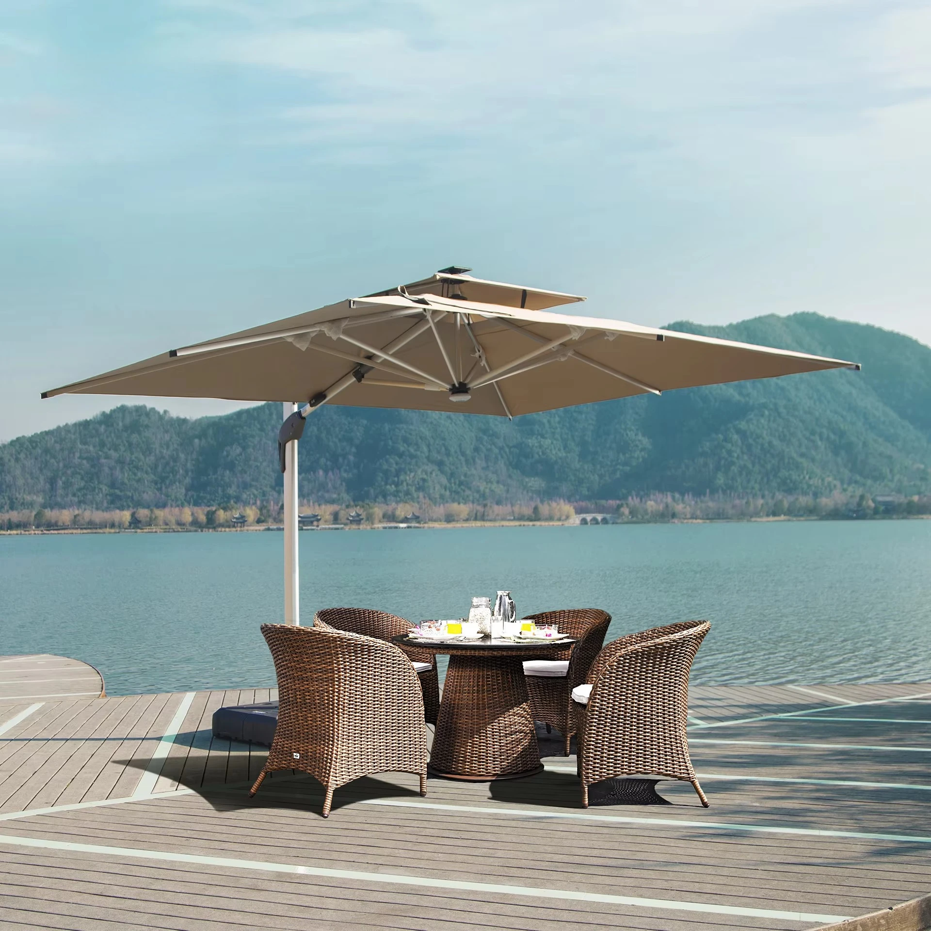 

High-end Waterproof Restaurant Furniture Big Sun Umbrella Patio Furniture Outdoor Garden Parasols Umbrellas