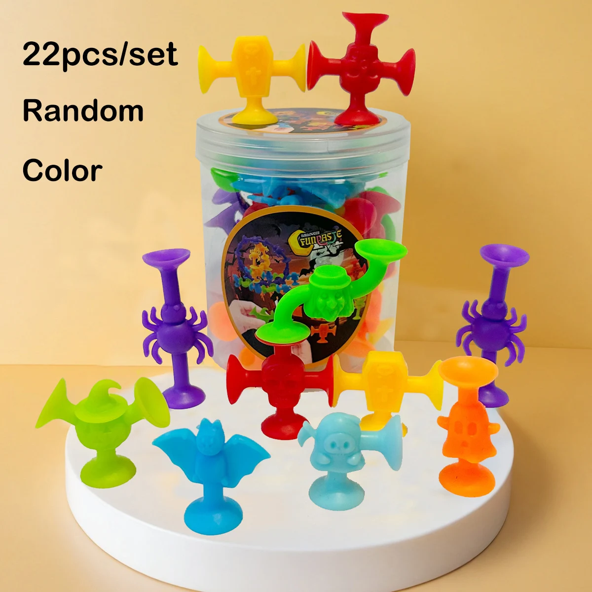 Halloween Themed Suction Cup Building Toys, Multicolored Suckers for Playroom, Bath & Travel, Stacking Toy, Gift For Halloween