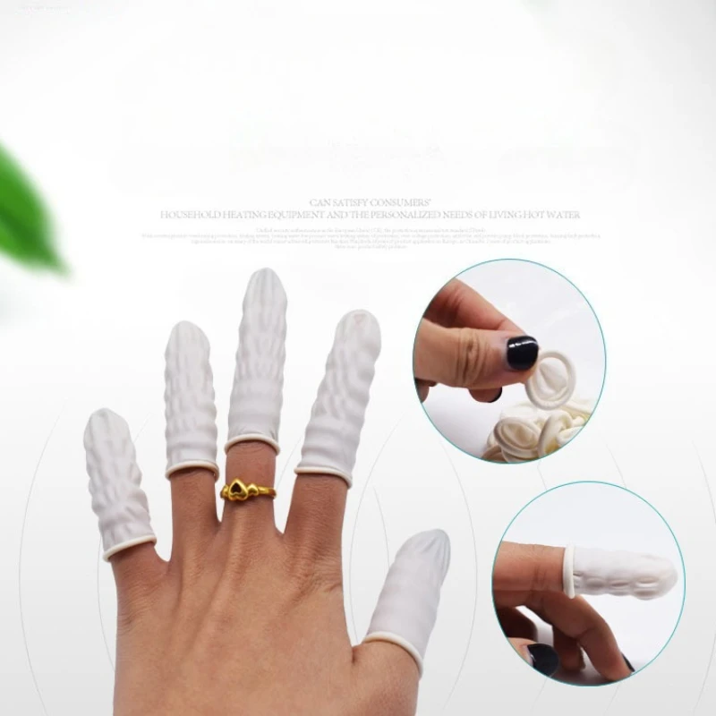 100Pcs Disposable Fingertips Protector Gloves Natural Rubber Non-slip Anti-static Latex Finger Cots Fingertips Durable Tool