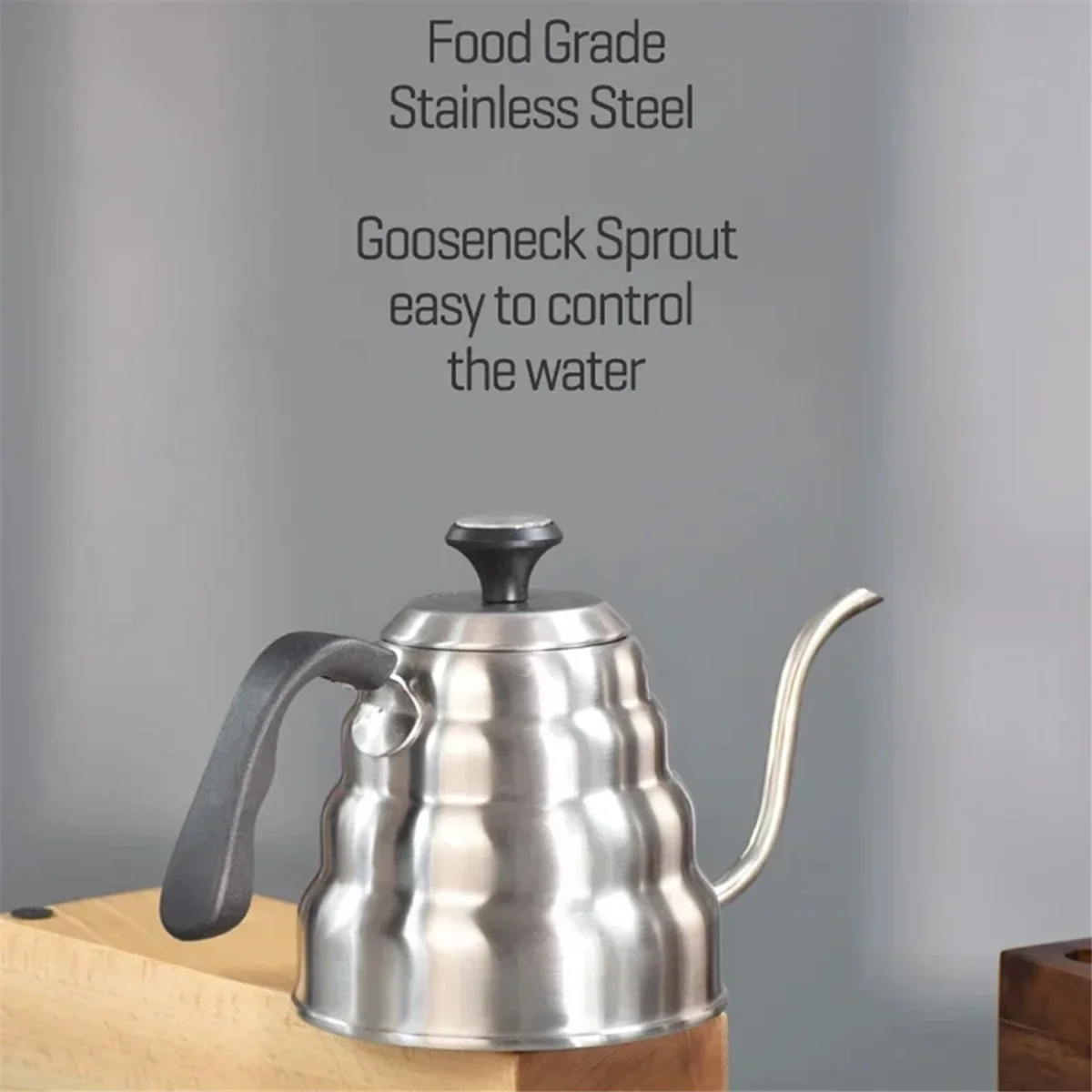 Coffee Kettle 1.2L Stainless Steel Pour over Coffee Pot Kettle Drip Kettle with Thermometer for Home Office Cafetera-A70Z