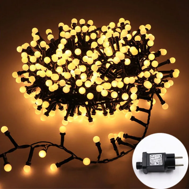 5M 10M Fairy Garland LED Ball String Lights Waterproof 8 modes Power for Christmas Tree Wedding Home Indoor Decoration 2023 New