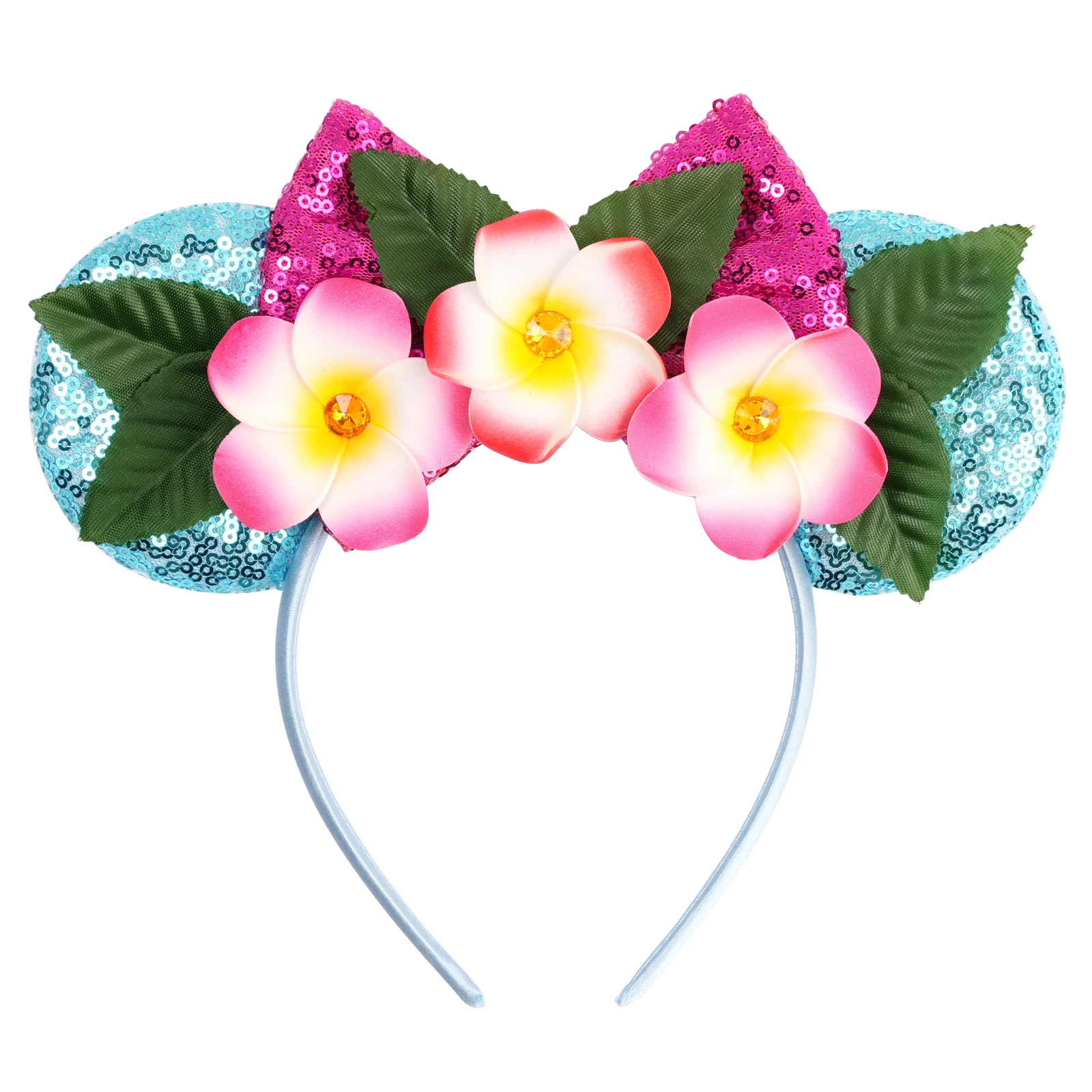 

1pc Disney Minnie Ear Hair Strap Elegant Flower Sparkle Bow Girls' Headband Party Birthday Festivals Wear Women Hair Accessories