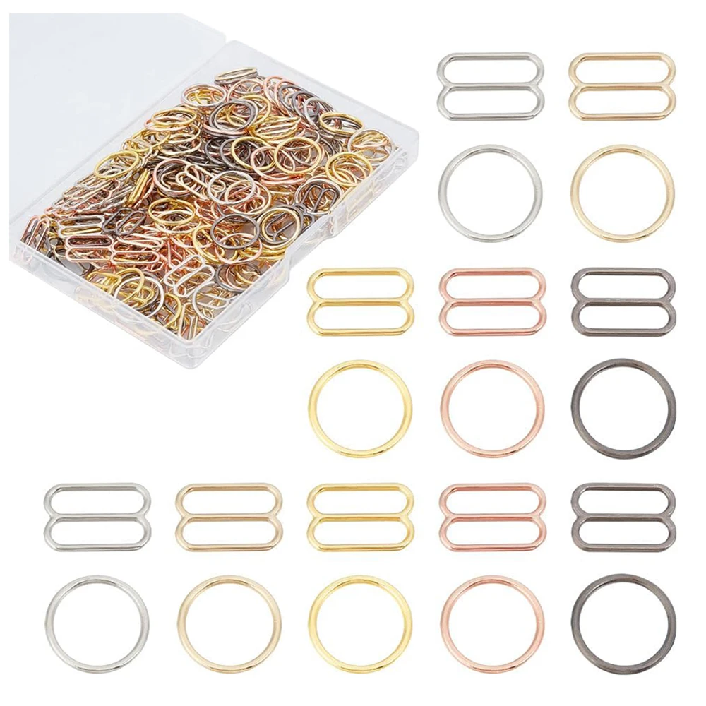 100 Stück 6mm~25mm Metall-BH-Ringe und -Schieber, Riemenversteller, Schnallen, Unterwäsche-Schieber, Ringclips zur Lingerie-Verstellung – Detail 10